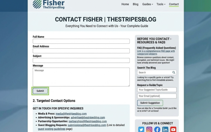Contact Fisher TheStripesBlog: Complete Guide