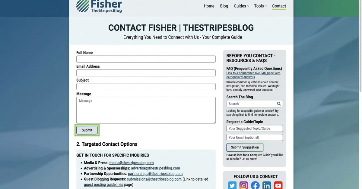 Contact Fisher TheStripesBlog: Complete Guide
